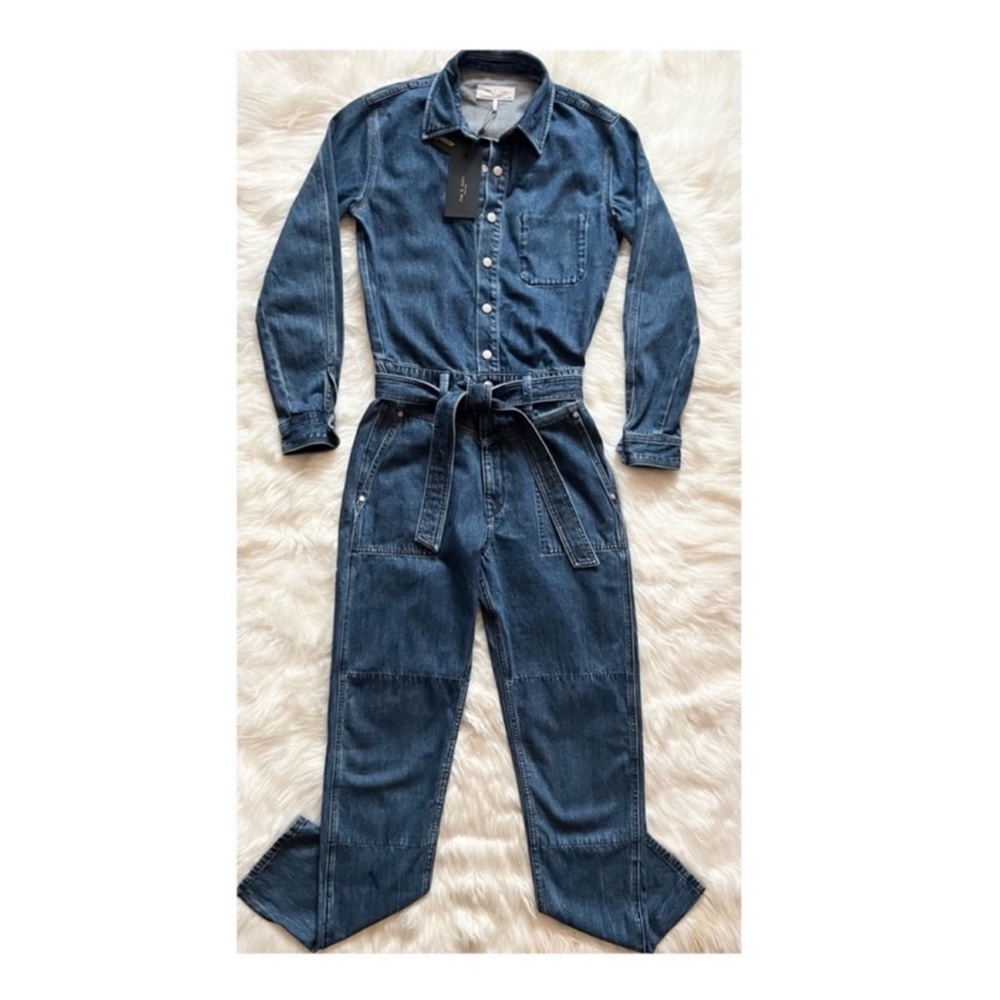New! Rag & Bone Mia Denim Utility Jumpsuit - Picture 5 of 12